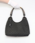 Bamboo Top Handle, &pound;110, Handbags, Black, Canvas, Front view
